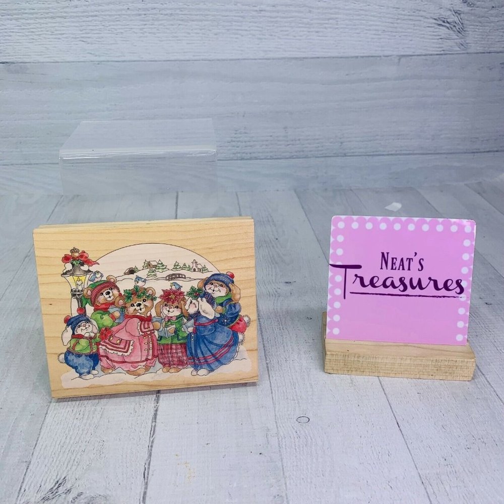 Stamps Happens Inc CLOVER HILL CHOIR #80068 Rabbits Large Wooden Rubber Stamp